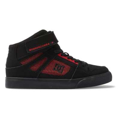 Kids' Pure High Elastic Waist Lace High-Top Shoes - BLACK/BLACK/RED